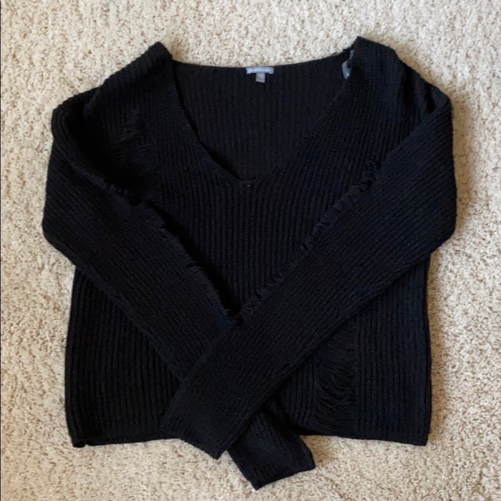 Black distressed sweater